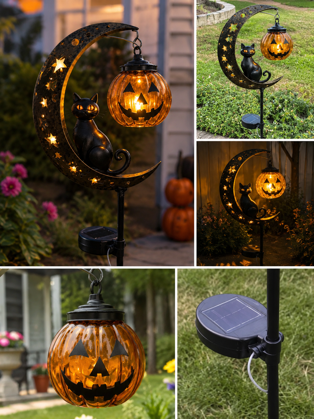 π₯2026π₯70% OFF TODAY π» Solar Halloween Garden Stake Light with Black Cat & Pumpkin