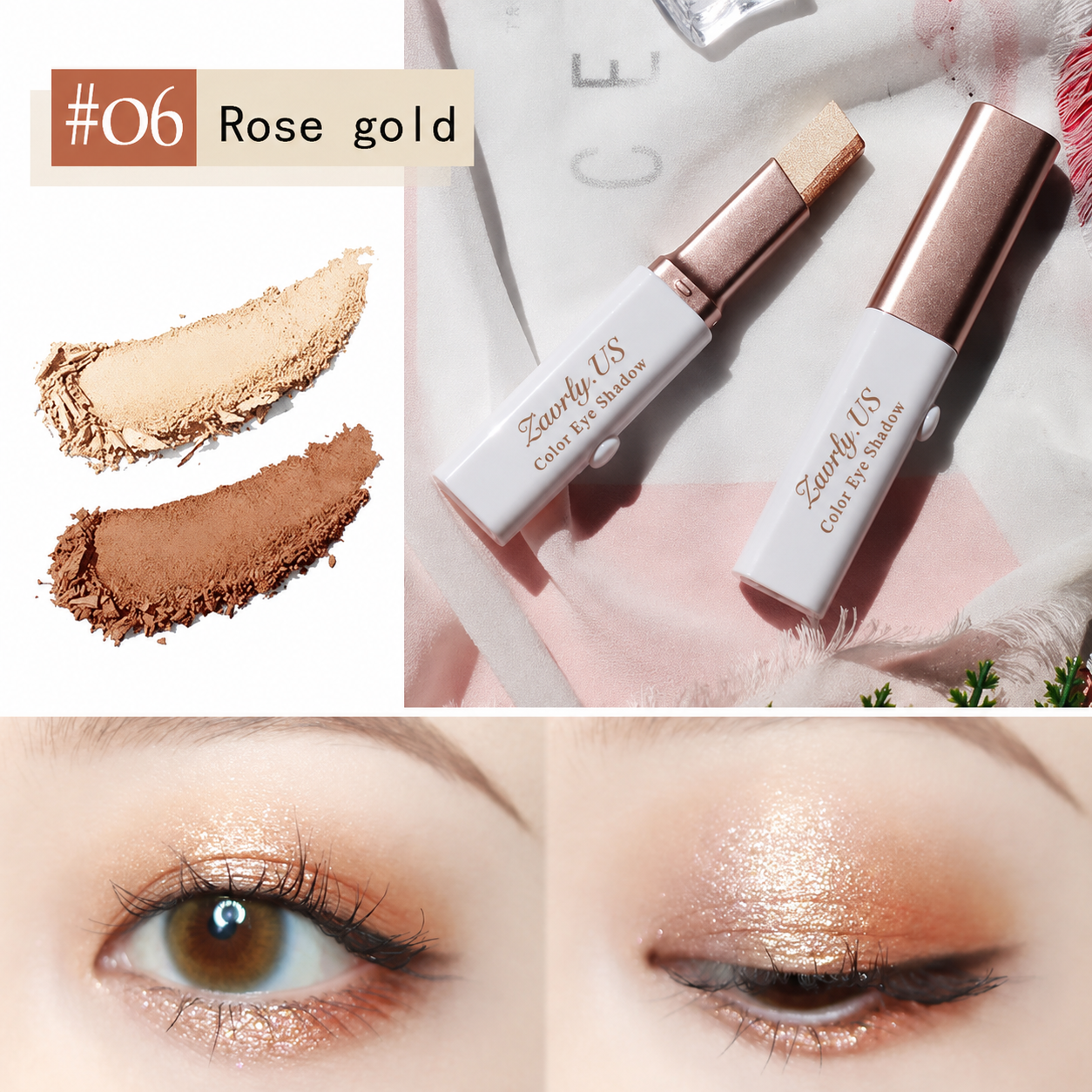 Dual-Tone Eyeshadow Stick Set — 6 Color Waterproof Gradient Eye Shadow Crayons