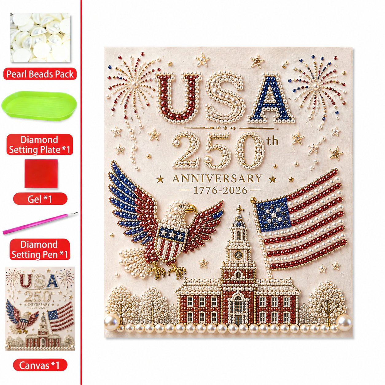 🔥LAST DAY 59% OFF - 🇺🇸 USA 250th Anniversary DIY Pearl Painting Kit ✨❤️‍🔥