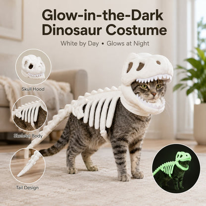 🦖 Halloween Season Sale 49% OFF– Glow-in-the-Dark Dinosaur Skeleton Pet Costume