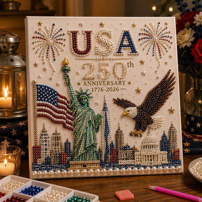 🔥LAST DAY 59% OFF - 🇺🇸 USA 250th Anniversary DIY Pearl Painting Kit ✨❤️‍🔥