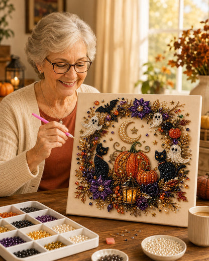 🔥2026 HOT Seal🔥 60% OFF – 👻✨ Halloween Pearl Art DIY Kit – Turn Tiny Pearls into Spooky-Cute Magic