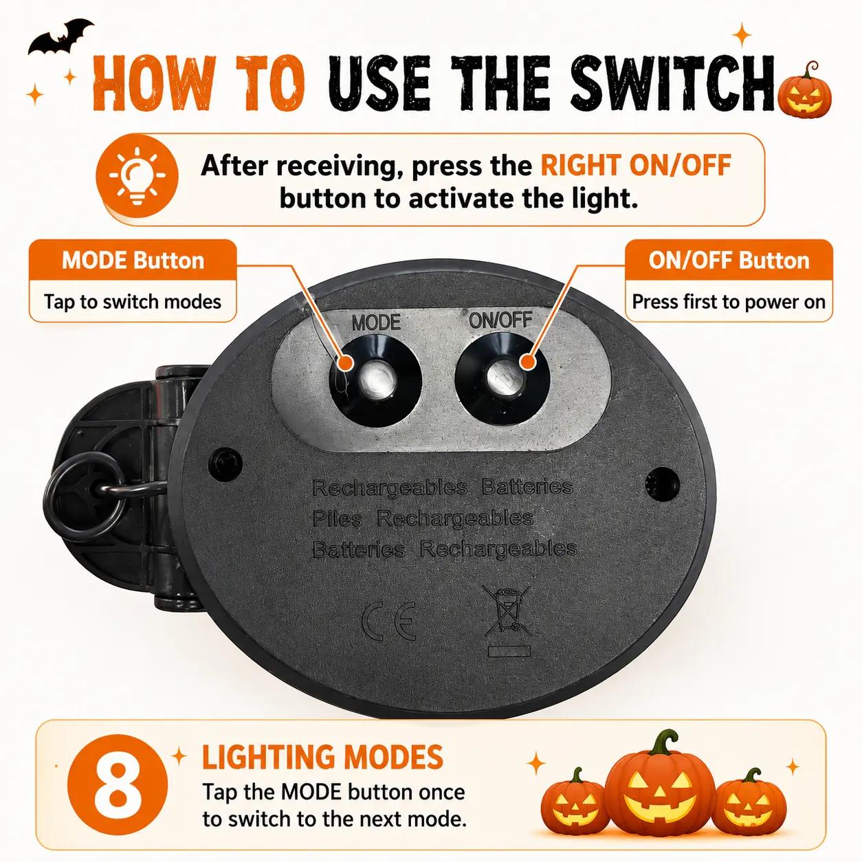 Solar Pumpkin Stake Lights, 20-Head Halloween Garden Lights