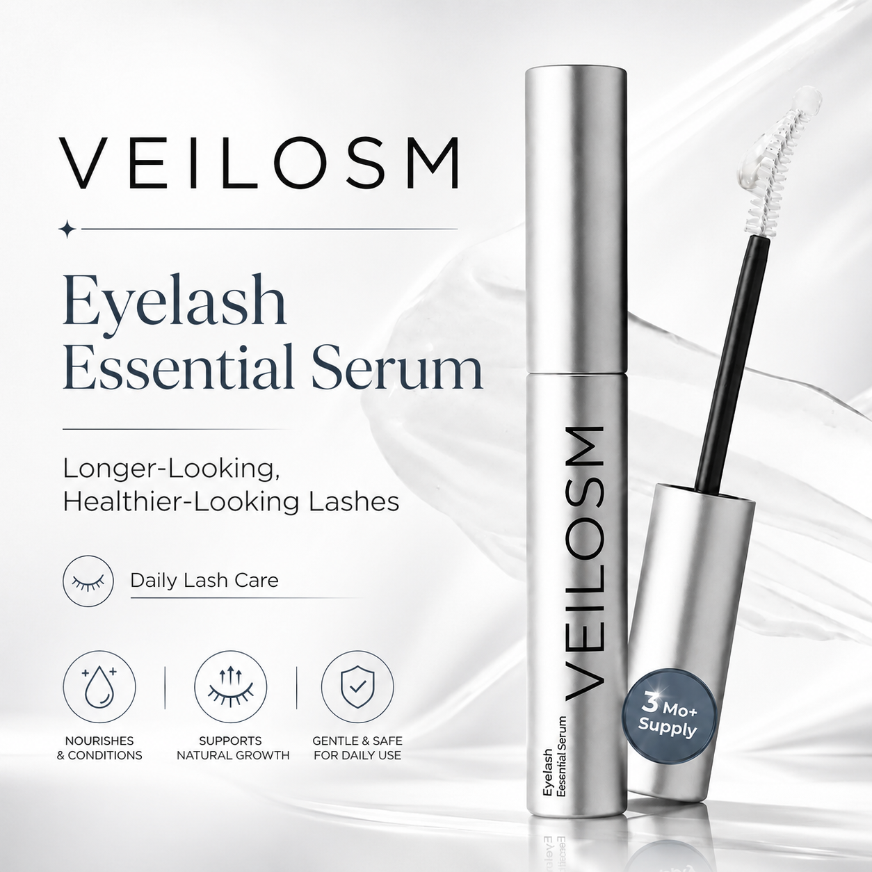 🔥Up To 20% OFF🔥 Buy 1 Get 1 Free| Veilosm™ Essential Eyelash Growth Serum - Safe & Gentle Lashes Care