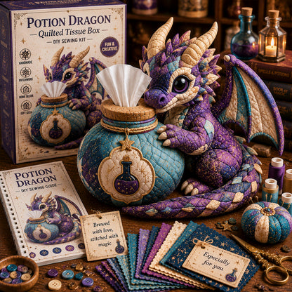 🐉✨ Dragon Keepers Collection – Quilted DIY Tissue Box Sewing Kit