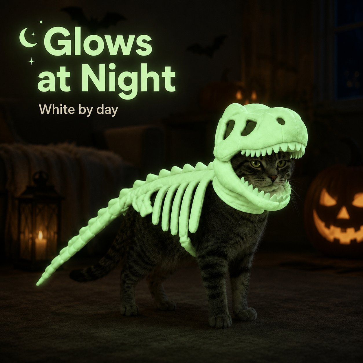 🦖 Halloween Season Sale 49% OFF– Glow-in-the-Dark Dinosaur Skeleton Pet Costume