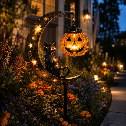 🔥2026🔥70% OFF TODAY 👻 Solar Halloween Garden Stake Light with Black Cat & Pumpkin