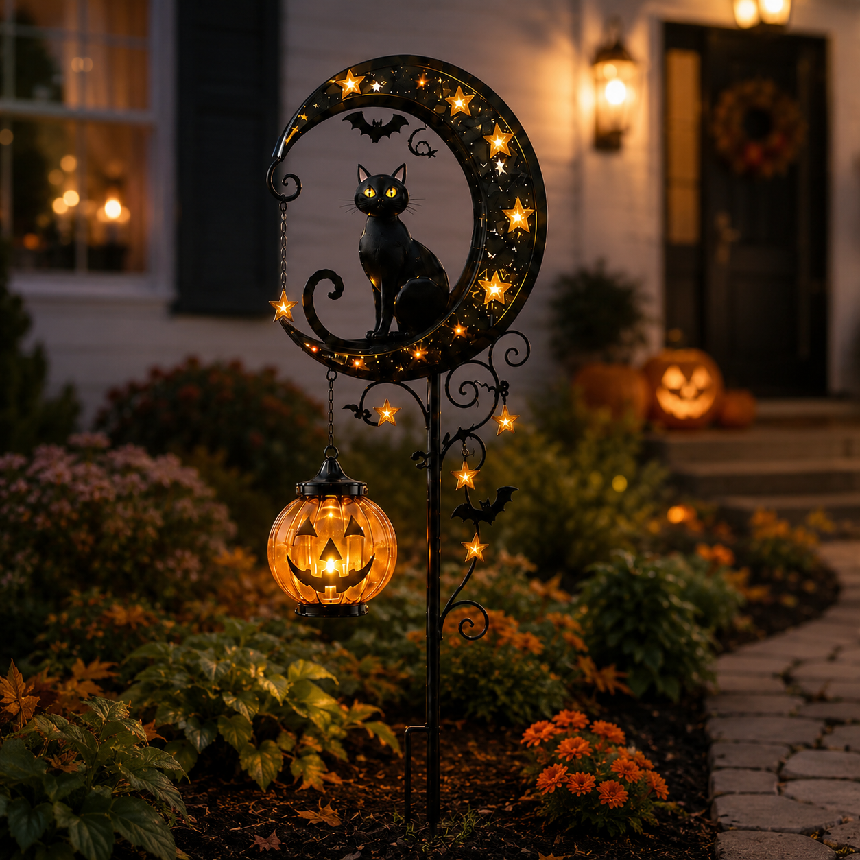 🔥2026🔥70% OFF TODAY 👻 Solar Halloween Garden Stake Light with Black Cat & Pumpkin
