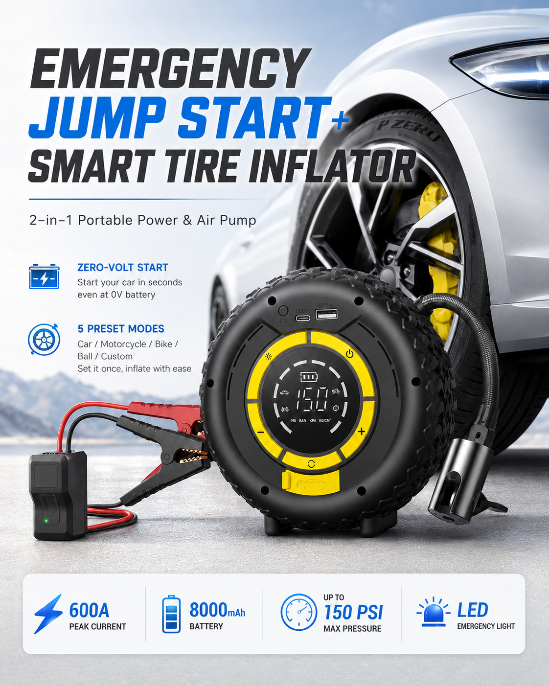 🔥2026 Brand new style 🔥Tire Inflator Portable Air Compressor