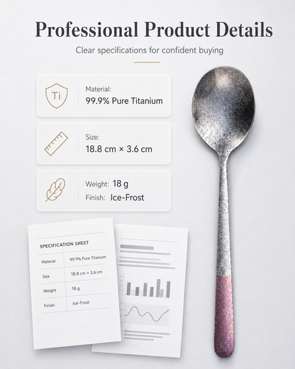99.9% Pure Titanium Frost Spoon – Lightweight Long-Handle Tableware
