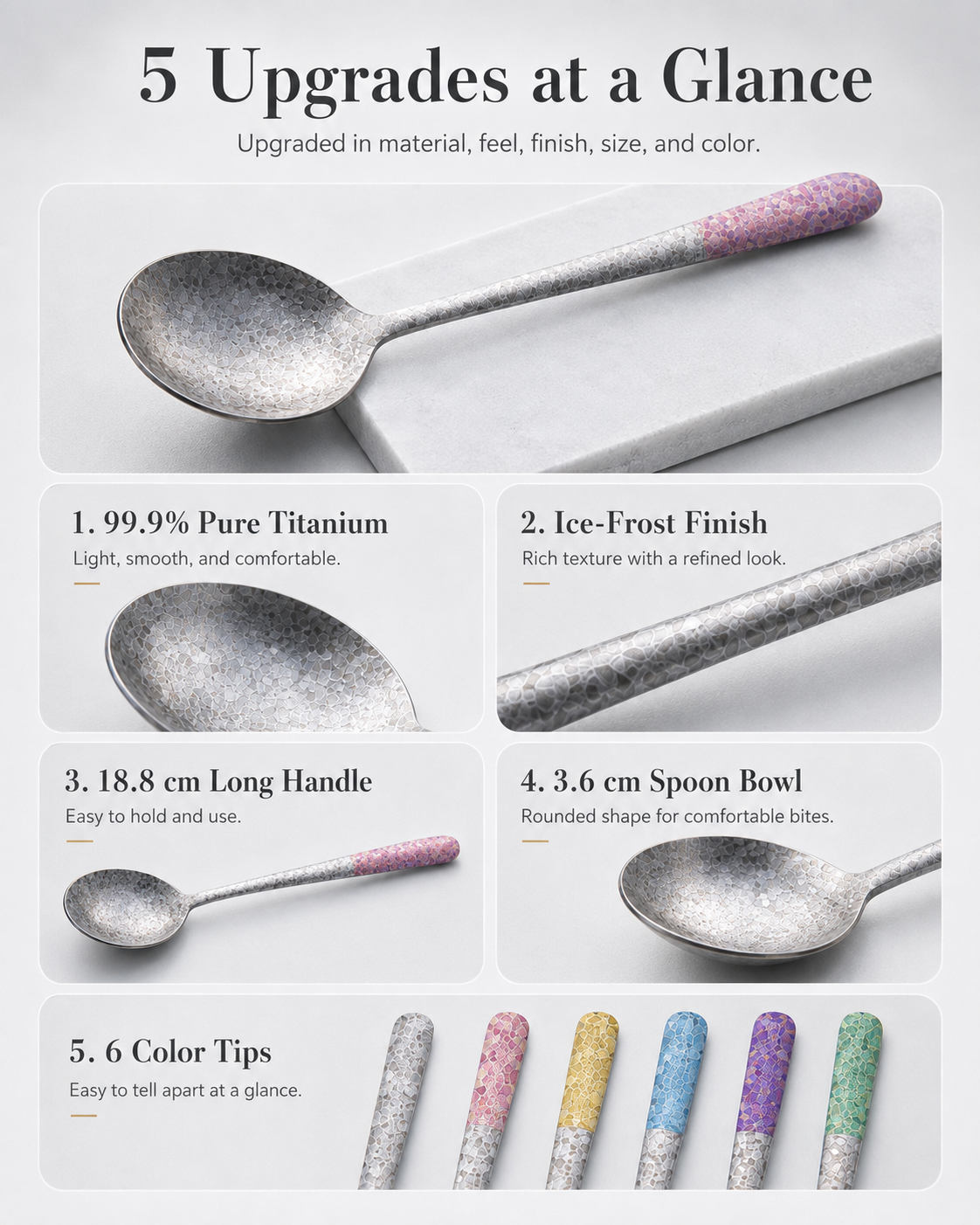 Titanium ice-frost spoon specifications and dimensions