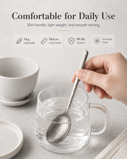 99.9% Pure Titanium Frost Spoon – Lightweight Long-Handle Tableware