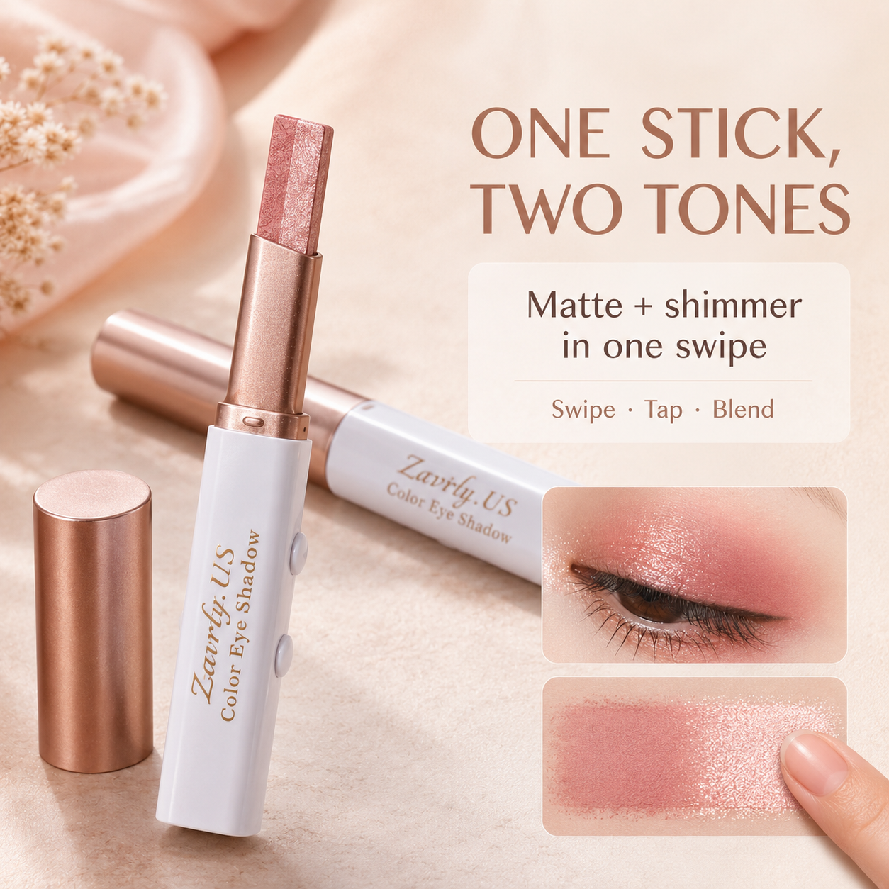 Dual-Tone Eyeshadow Stick Set — 6 Color Waterproof Gradient Eye Shadow Crayons