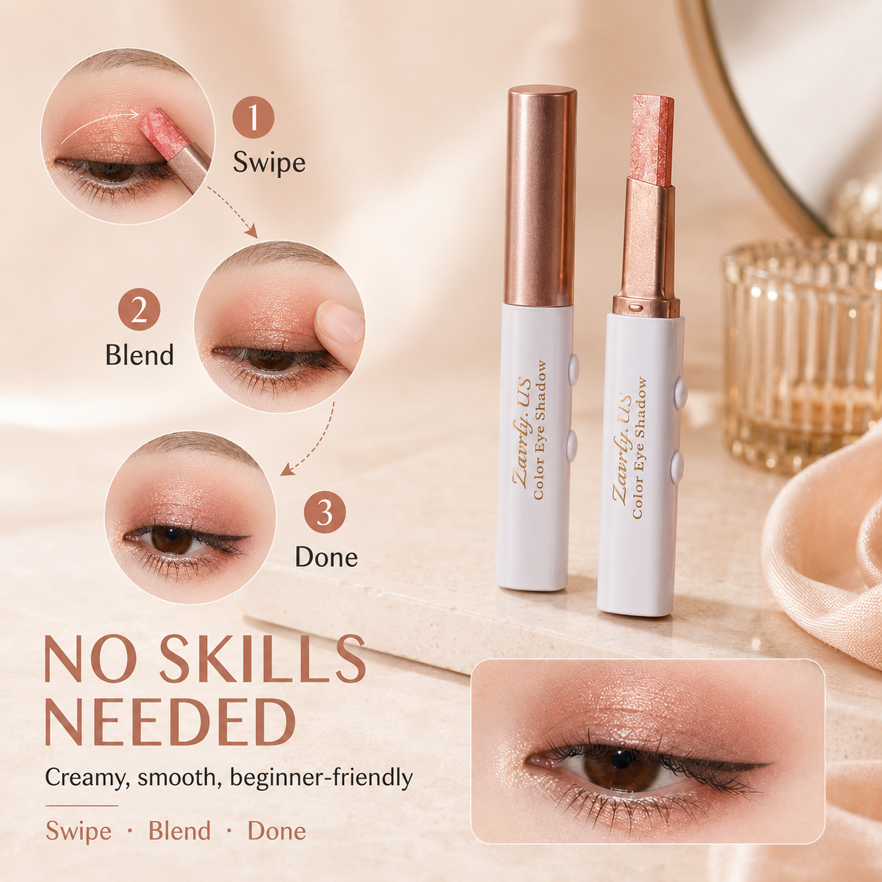 Dual-Tone Eyeshadow Stick Set — 6 Color Waterproof Gradient Eye Shadow Crayons