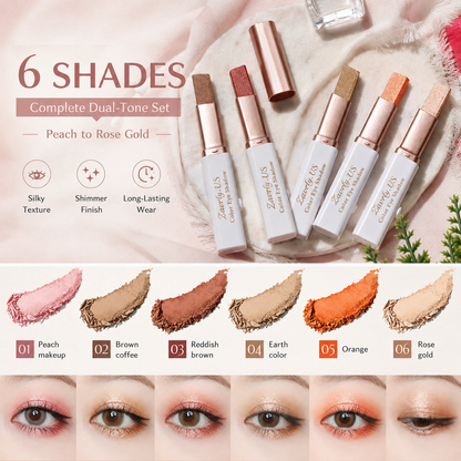 Dual-Tone Eyeshadow Stick Set — 6 Color Waterproof Gradient Eye Shadow Crayons