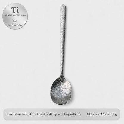 99.9% Pure Titanium Frost Spoon – Lightweight Long-Handle Tableware