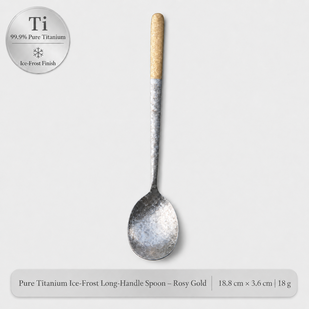 99.9% Pure Titanium Frost Spoon – Lightweight Long-Handle Tableware