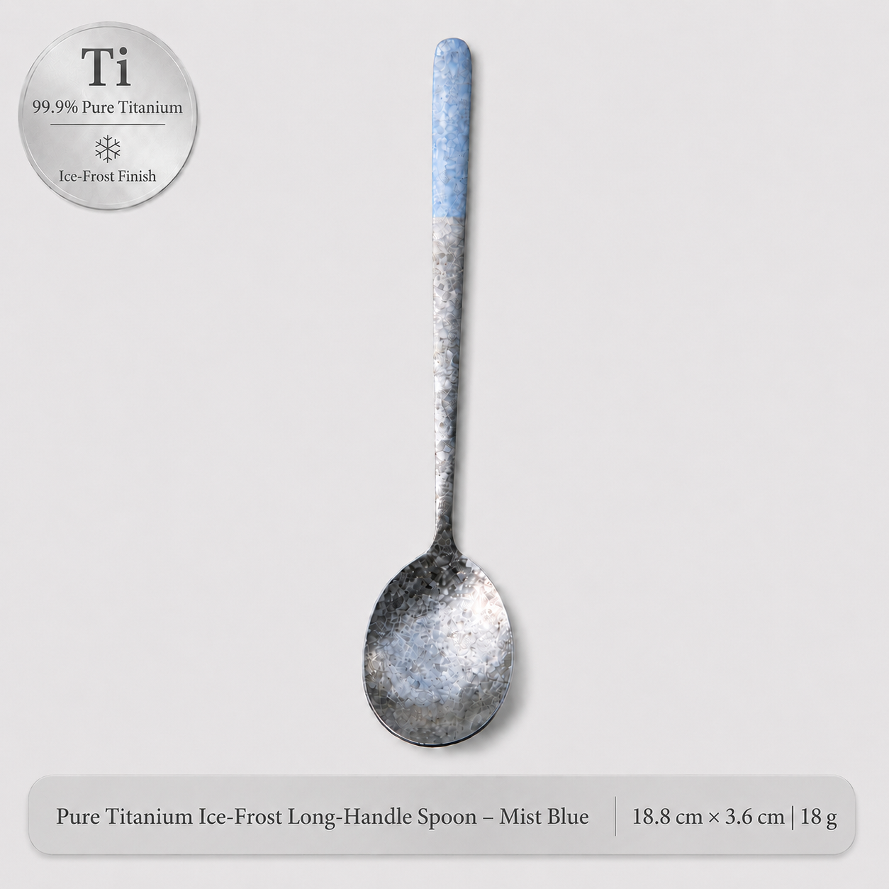 99.9% Pure Titanium Frost Spoon – Lightweight Long-Handle Tableware