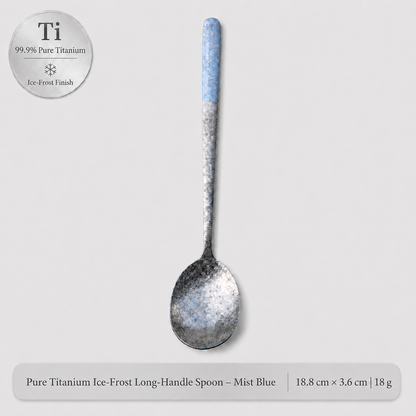 99.9% Pure Titanium Frost Spoon – Lightweight Long-Handle Tableware
