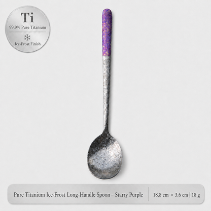 99.9% Pure Titanium Frost Spoon – Lightweight Long-Handle Tableware