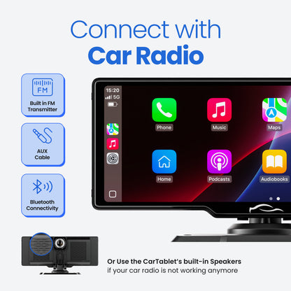 2026📢📢10 Inch Portable Touch Car Display with Wireless Apple CarPlay & Android Auto, Built-in 4K Dash Cam & Optional Rear View Camera, Plug-and-Play for All Vehicles