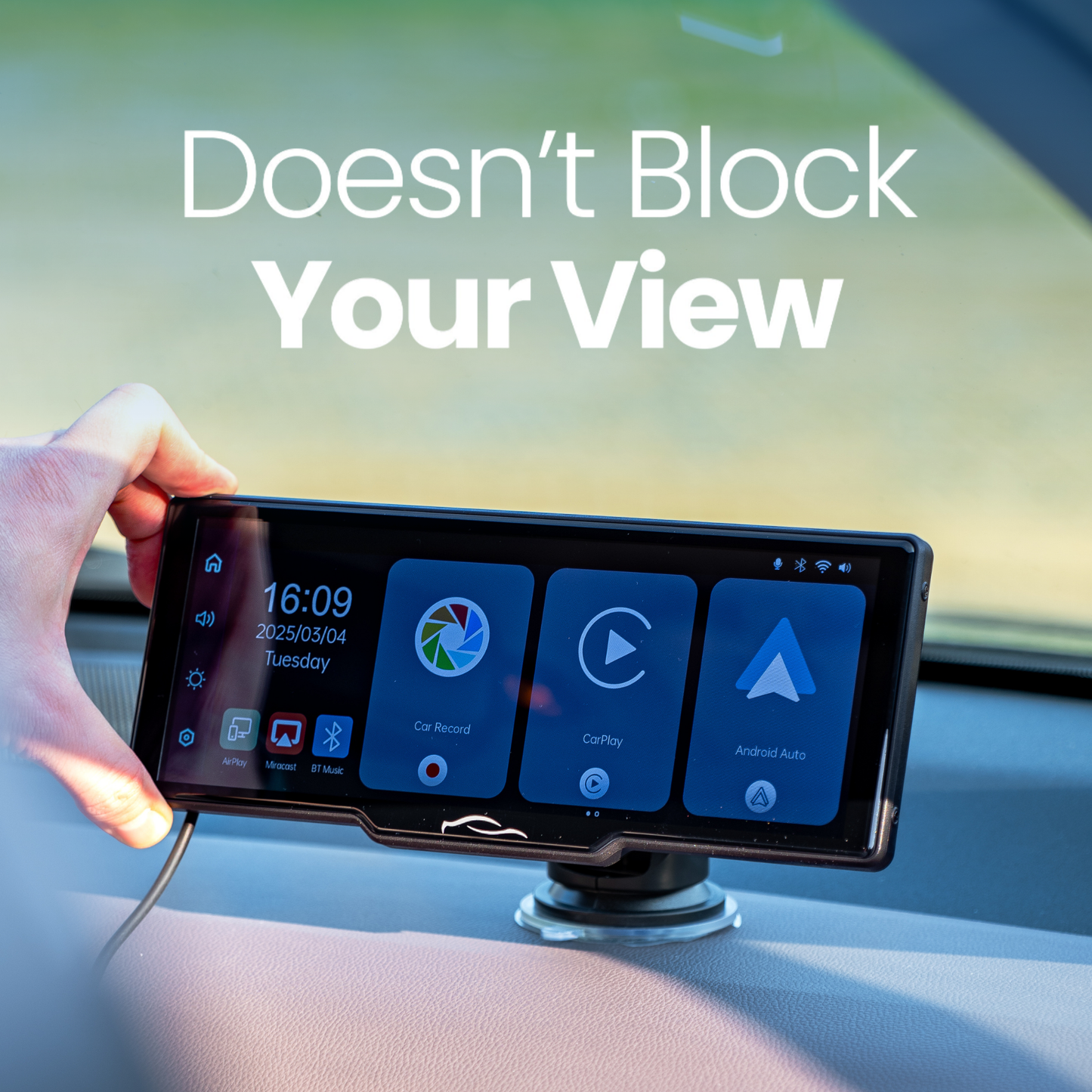 2026📢📢10 Inch Portable Touch Car Display with Wireless Apple CarPlay & Android Auto, Built-in 4K Dash Cam & Optional Rear View Camera, Plug-and-Play for All Vehicles