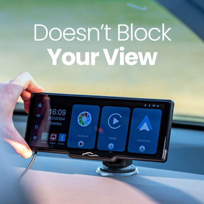 2026📢📢10 Inch Portable Touch Car Display with Wireless Apple CarPlay & Android Auto, Built-in 4K Dash Cam & Optional Rear View Camera, Plug-and-Play for All Vehicles