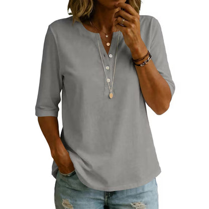 🌿 Classic Henley Collar 100% Cotton T-Shirt