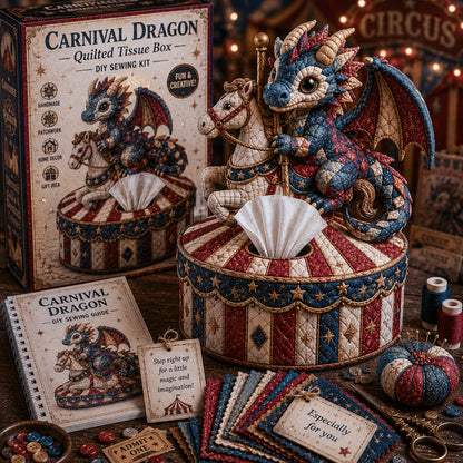🐉✨ Dragon Keepers Collection – Quilted DIY Tissue Box Sewing Kit
