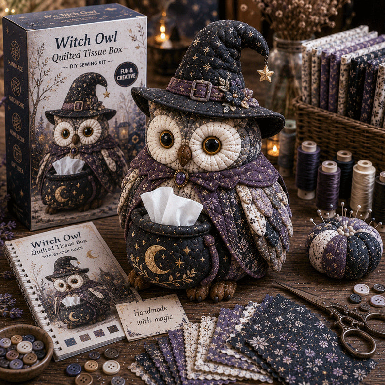 🦉Wise Owl Quilted Tissue Box DIY Sewing Kit