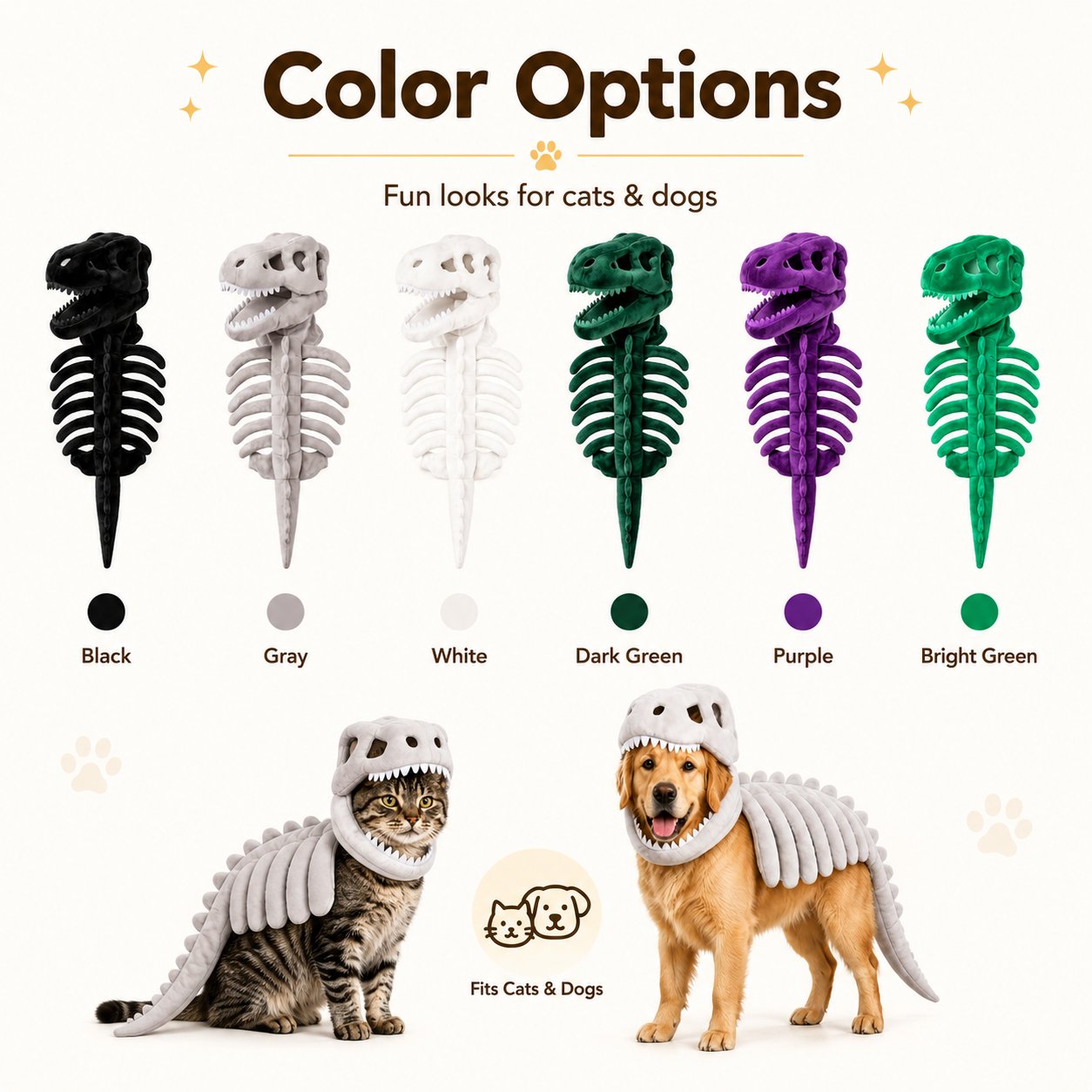🦖 Halloween Season Sale 49% OFF– Glow-in-the-Dark Dinosaur Skeleton Pet Costume
