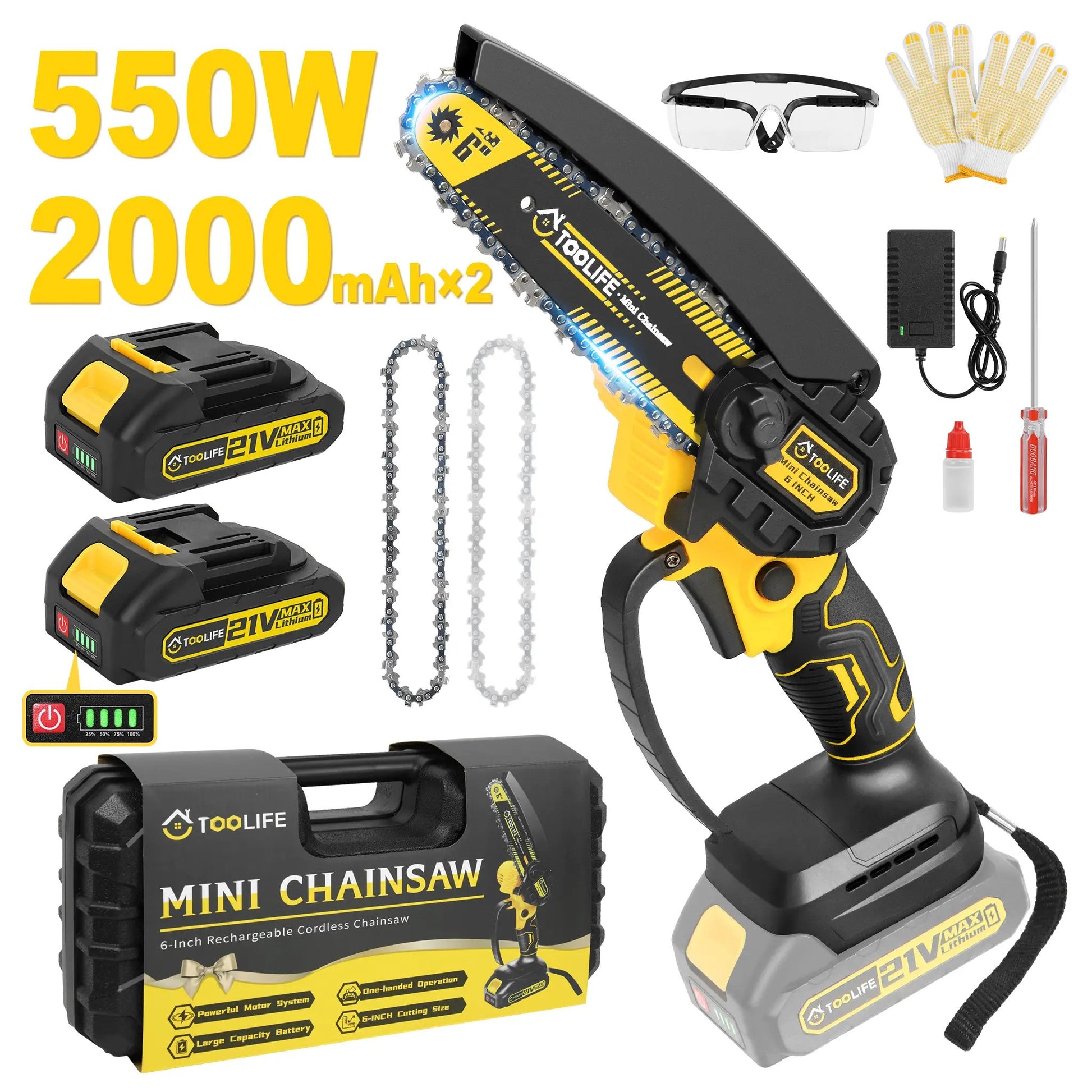 Cordless mini chainsaw complete kit