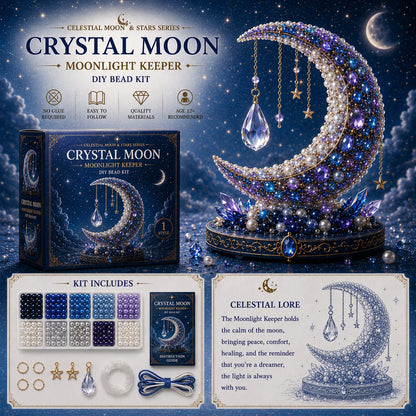 🌙 Moon Cat Luna Guardian DIY Bead Kit | Celestial Moon & Stars Series