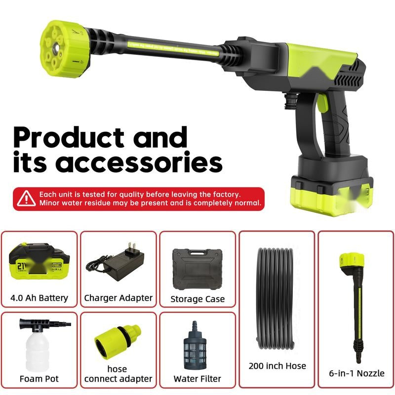 Cordless pressure washer accessories included