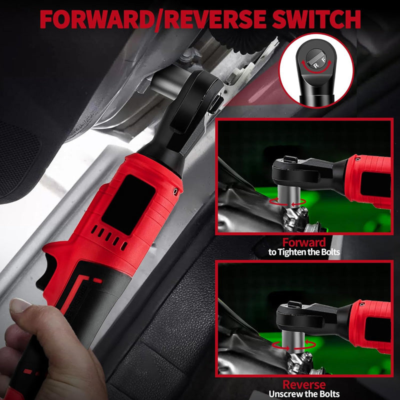 Forward and reverse control on cordless ratchet